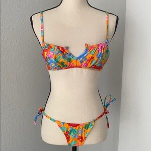 Xhilaration Floral Orange Bikini Set